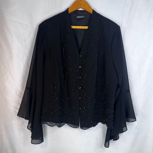 Dressbarn Collection Beaded Embellished Bell Cuff Dressy Cocktail Jacket SZ 16W - Picture 9 of 9